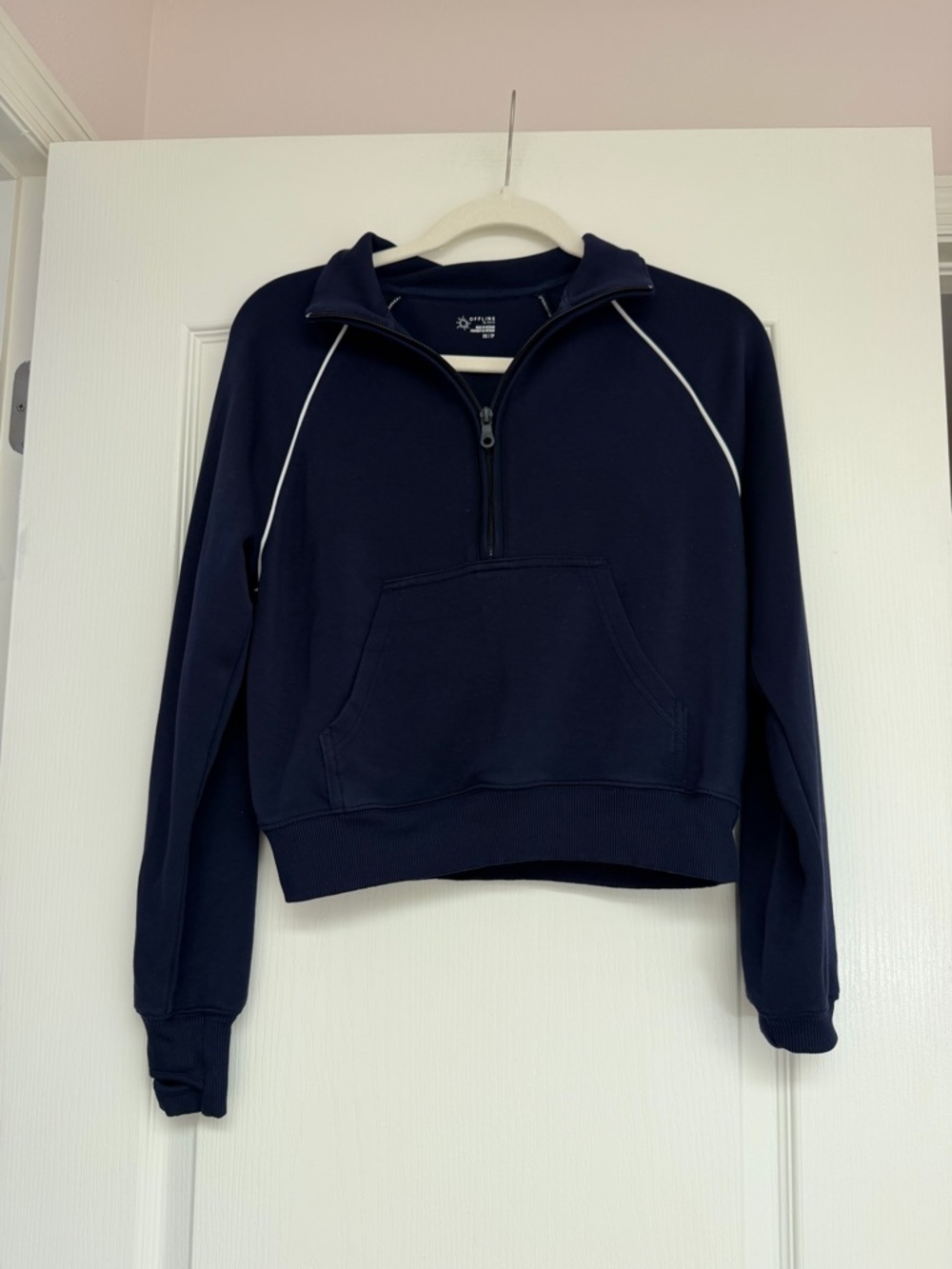 NEW AerieNavy Half-Zip Pullover with White Piping Size XS